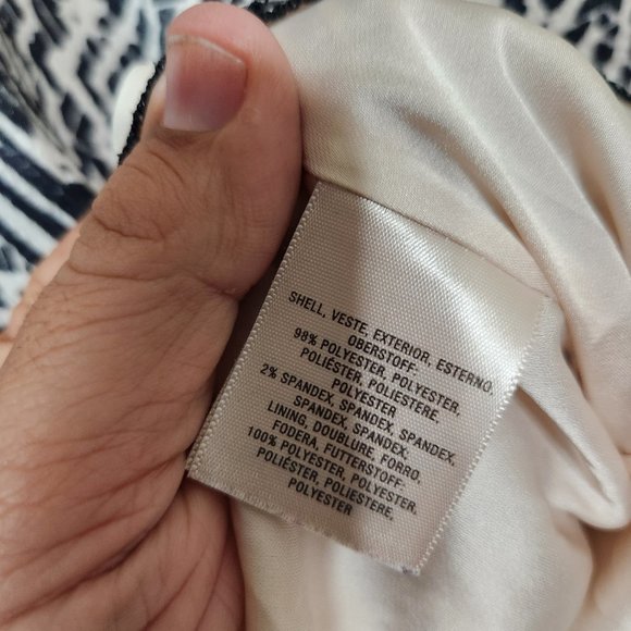 Anthropologie MAEVE Women Dress 4 Sleeveless Black Beige Geometric Sheath Zipper - Picture 9 of 15